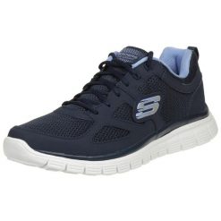 Męskie Sneakers Skechers Burns Agoura. Niebieskie buty sportowe męskie Skechers, bez wzorów, bez zapięcia, na fitness i siłownię. Za 219.99 zł.