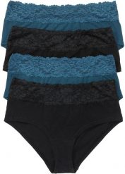 Figi maxi z miekkiej bawełny (4 pary). Czarne majtki damskie bonprix, z bawełny. Za 67.99 zł.