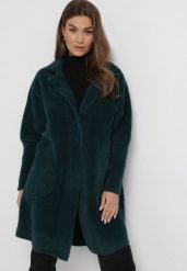 Ciemnozielony Płaszcz z Bawełną Oversize Klepheia. Zielone płaszcze damskie Born2be, bez wzorów, z bawełny, bez kołnierzyka, bez kaptura. Za 169.99 zł.