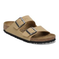 Klapki Birkenstock Arizona Bs Birko-Flor Nubuk 1029170 beżowy. Brązowe klapki męskie bez wzorów, z nubiku, bez zapięcia. Za 585.80 zł.