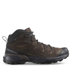 Trekkingi Salomon. Brązowe botki męskie Salomon, bez wzorów, z gore-texu, sportowe, bez obcasa, bez zapięcia. Za 719.99 zł.