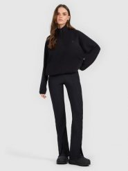 4F Legginsy z rozszerzanymi nogawkami damskie - czarne XS. Czarne legginsy damskie 4F, bez wzorów, z dzianiny. Za 129.99 zł.