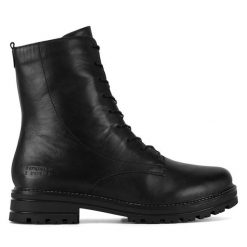 Botki Remonte. Czarne botki damskie Remonte, bez wzorów, bez obcasa, na płaskiej podeszwie, bez zapięcia. Za 349.99 zł.