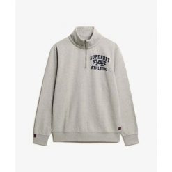 Sweter z zamkiem błyskawicznym Superdry Vintage Athletic. Szare swetry męskie Superdry, na zimę, m, bez wzorów, z polaru, sportowe, bez kołnierzyka, bez ramiączek. Za 389.85 zł.