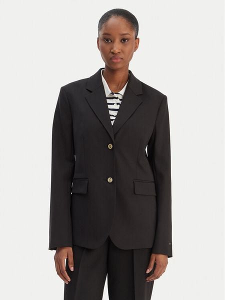 Tommy Hilfiger Marynarka Timeless WW0WW46662 Czarny Regular Fit. Czarne marynarki i żakiety damskie Tommy Hilfiger, bez wzorów, z syntetyku, bez kołnierzyka, bez ramiączek. Za 1,199.00 zł.