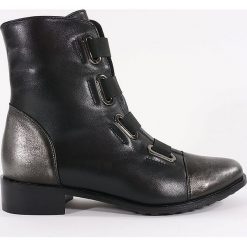 BOTKI DAMSKIE EKS 4290 CZA. Botki damskie Eksbut, bez wzorów, ze skóry, bez obcasa, bez zapięcia. Za 249.00 zł.