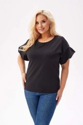Czarna bawełniana bluzka Noir PLUS SIZE XXL. Czarne bluzki damskie Moda Size Plus Iwanek, l, bez wzorów, z bawełny, eleganckie, bez kołnierzyka, plus size, bez ramiączek. Za 149.90 zł.