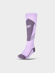 4F Skarpety narciarskie damskie - fioletowe 35-38. Fioletowe skarpetki damskie 4F, bez wzorów, z materiału. Za 79.99 zł.