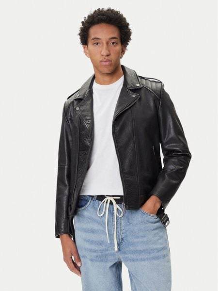 HUGO Kurtka skórzana Lowis-6 50542108 Czarny Regular Fit. Czarne kurtki męskie Hugo, l, bez wzorów, ze skóry, bez kaptura. Za 1,509.99 zł.