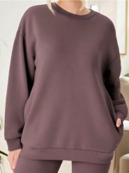 Bluza - brązowy. Brązowe bluzy damskie Sinsay, l, bez wzorów, sportowe, bez ramiączek, bez kaptura. Za 39.99 zł.