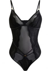 Body ze stringami, bez fiszbinów. Czarne body bonprix, bez wzorów. Za 119.99 zł.
