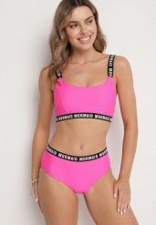 Różowe Bikini Sportowa Góra i Majtki Typu Figi z Napisami Nevianea. Czerwone bielizna sportowa damska Born2be, bez wzorów. Za 59.99 zł.