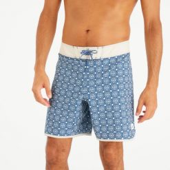 Spodenki surfingowe długie męskie Olaian 500 18" Surfingsun. Niebieskie szorty męskie OLAIAN, bez wzorów, z elastanu, sportowe. Za 79.99 zł.