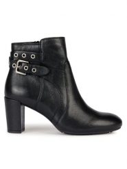 Geox Botki D Loisia D36QNA 000LM C9999 Czarny. Czarne botki damskie Geox, bez wzorów, ze skóry, bez obcasa, na słupku, bez zapięcia. Za 479.99 zł.