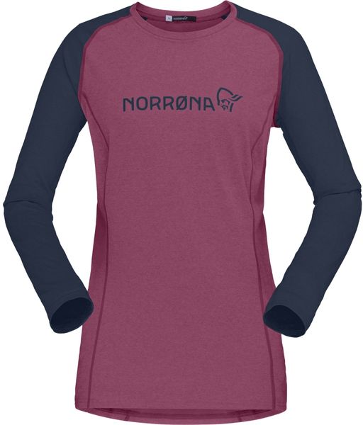 Bluza rowerowa damska Norrona Fjora Equaliser Lightweight LS - violet quartz/indigo night. Niebieskie bluzy damskie bez wzorów, bez ramiączek, bez kaptura. Za 362.33 zł.