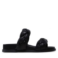 Klapki Unisa. Czarne klapki damskie Unisa, bez wzorów, bez obcasa, bez zapięcia. Za 369.99 zł.