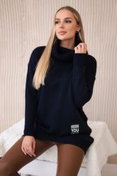 Sweter z golfem granatowy. Niebieskie swetry nierozpinane damskie KESI, l, bez wzorów, z elastanu, klasyczne, bez kołnierzyka, plus size, bez ramiączek. Za 175.65 zł.