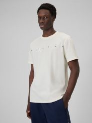 4F T-shirt regular z nadrukiem męski - beżowy XL. Brązowe t-shirty męskie 4F, m, bez wzorów, z dzianiny, bez kołnierzyka, bez ramiączek. Za 59.99 zł.