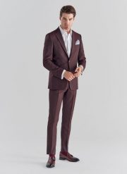 PAKO LORENTE – Spodnie męskie garniturowe P21WF-6G-079-D. Czerwone eleganckie spodnie męskie Pako Lorente, m, bez wzorów, z elastanu, eleganckie. Za 199.99 zł.