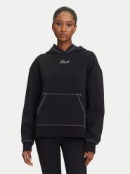 KARL LAGERFELD Bluza A3W20011 Czarny Relaxed Fit. Czarne bluzy damskie KARL LAGERFELD, xl, bez wzorów, z bawełny, bez ramiączek, bez kaptura. Za 719.99 zł.