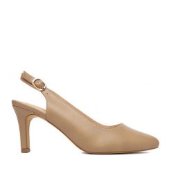 Szpilki JENNY. Brązowe szpilki damskie Jenny, bez wzorów, bez obcasa, na szpilce, bez zapięcia. Za 129.99 zł.