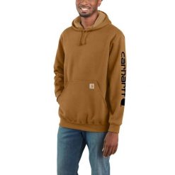 Bluza sportowa męska z kapturem Carhartt Midweight Sleeve Logo Hooded. Brązowe bluzy sportowe męskie Carhartt, m, bez wzorów, z kapturem. Za 272.99 zł.