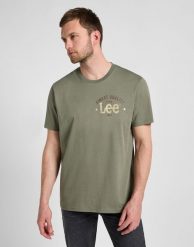 MESKA KOSZULKA LEE BIG LOGO TEE OLIVE GROVE 112355655. Zielone t-shirty męskie Lee, m, bez wzorów, bez kołnierzyka, bez ramiączek. Za 69.99 zł.