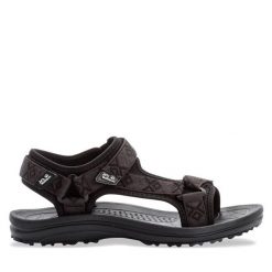 Sandały Jack Wolfskin. Czarne sandały damskie Jack Wolfskin, bez wzorów, bez obcasa, bez zapięcia. Za 199.99 zł.