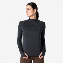 Bluza do biegania damska Kiprun Run Core ocieplana. Czerwone bluzy damskie KIPRUN, na zimę, l, bez wzorów, z materiału, bez ramiączek, bez kaptura. Za 59.99 zł.