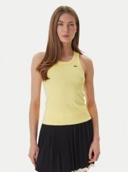 Lacoste Top TF5388 Żółty Slim Fit. Żółte topy damskie Lacoste, bez wzorów, z bawełny, bez kołnierzyka, bez ramiączek. Za 289.99 zł.