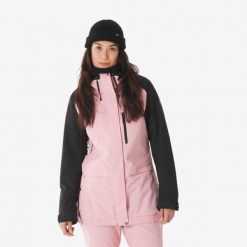 Kurtka narciarska i snowboardowa damska Quechua 500 long. Czarne kurtki sportowe damskie DREAMSCAPE, na zimę, m, bez wzorów, z materiału, bez ramiączek, bez kaptura, narciarskie. Za 299.99 zł.