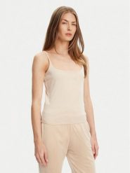 Guess Top V5GP22 J1314 Beżowy Slim Fit. Brązowe topy damskie Guess, s, z aplikacjami, z bawełny, bez kołnierzyka, bez ramiączek. Za 109.99 zł.