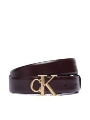 Calvin Klein Pasek Damski Round Ck Buckle 30Mm Belt Smooth LV04F7074G Bordowy. Czerwone paski damskie Calvin Klein, bez wzorów, ze skóry. Za 249.99 zł.