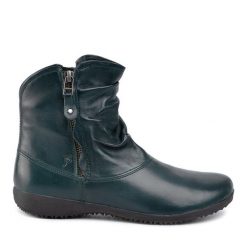 Botki Josef Seibel. Zielone botki damskie Josef Seibel, bez wzorów, bez obcasa, na płaskiej podeszwie, bez zapięcia. Za 499.99 zł.