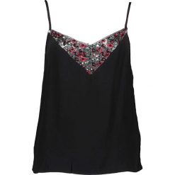 Top "Loom" w kolorze czarnym. Czarne topy damskie NAF NAF, bez wzorów, bez kołnierzyka, bez ramiączek. W wyprzedaży za 59.95 zł.