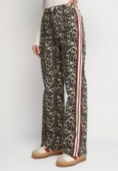 Beżowo-Brązowe Jeansy z Bawełny o Szerokim Kroju Ozdobione Lampasami Eliniae. Brązowe jeansy damskie Born2be, bez wzorów, z bawełny, eleganckie. Za 119.99 zł.