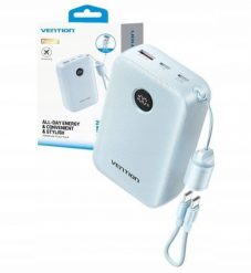 Powerbank Vention 20000mAh 2 x USB-C 1x USB-A z wyświetlaczem 22,5W niebieski. Niebieskie powerbanki Vention. Za 153.99 zł.