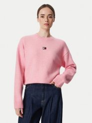Tommy Jeans Sweter Fluffy Badge DW0DW23831 Różowy jasny Regular Fit. Czerwone swetry nierozpinane damskie Tommy Jeans, xl, bez wzorów, z jeansu, bez kołnierzyka, bez ramiączek. Za 449.99 zł.