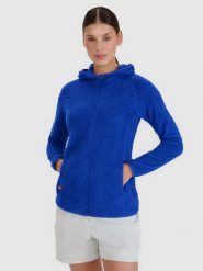 4F Bluza trekkingowa Primaloft Active damska - niebieska L. Niebieskie bluzy damskie 4F, l, bez wzorów, z materiału, klasyczne, bez ramiączek, z kapturem. W wyprzedaży za 139.99 zł.