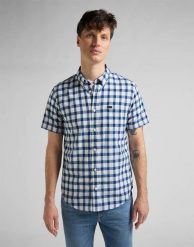 LEE BUTTON DOWN SS MĘSKA KOSZULA W KRATĘ KRÓTKI RĘKAW WASHED BLUE L886OFLR 112145648. Niebieskie koszule męskie Lee, l, bez wzorów, bez kołnierzyka, bez ramiączek. Za 119.99 zł.