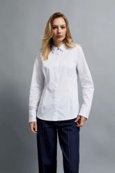 Gładka koszula biała. Białe koszule damskie MOODO, xl, bez wzorów, z bawełny, bez kołnierzyka, bez ramiączek. W wyprzedaży za 47.99 zł.