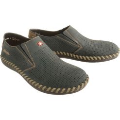 RIEKER B2487-14 blue, półbuty/mokasyny męskie. Niebieskie półbuty męskie Rieker, bez wzorów, bez obcasa, bez zapięcia. Za 269.90 zł.