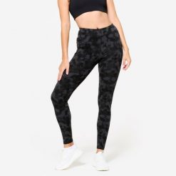 Legginsy fitness damskie Domyos. Szare legginsy damskie DOMYOS, bez wzorów, z bawełny. Za 59.99 zł.