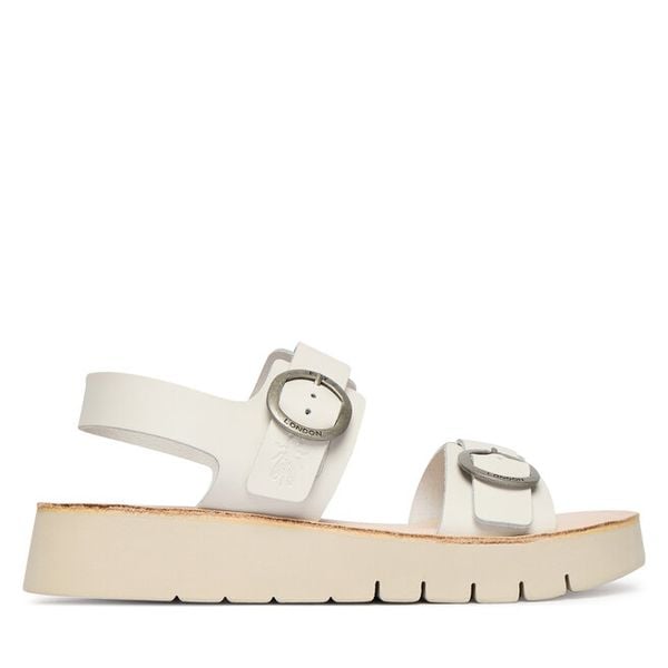 Sandały Fly London. Białe sandały damskie Fly London, bez wzorów, bez obcasa, na płaskiej podeszwie, bez zapięcia. Za 344.99 zł.