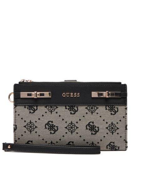 Guess Portfel Melinda Logo Slg SWJP99 02157 Czarny. Czarne portfele damskie Guess, z materiału. Za 299.99 zł.