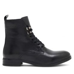 Trzewiki Lasocki. Czarne botki damskie Lasocki, bez wzorów, bez obcasa, na płaskiej podeszwie, bez zapięcia. Za 169.99 zł.