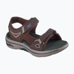 Sandały męskie SKECHERS Go Walk Arch Fit 2.0 Capistrano. Brązowe sandały męskie Skechers, na lato, bez wzorów, bez zapięcia. Za 349.99 zł.