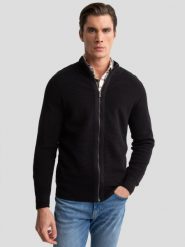 Sweter męski rozpinany ze stójką czarny Tonys 906. Czarne swetry męskie BIG STAR, l, bez wzorów, z bawełny, klasyczne, bez kołnierzyka, bez ramiączek. W wyprzedaży za 119.99 zł.
