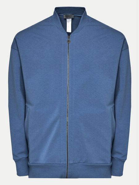 Hanro Bluza Natural Living 75963 Niebieski Regular Fit. Niebieskie bluzy męskie Hanro, l, bez wzorów, z bawełny, bez ramiączek, bez kaptura. Za 419.99 zł.