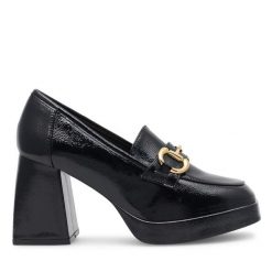 Półbuty Jenny Fairy. Czarne półbuty damskie Jenny Fairy, bez wzorów, bez obcasa, na obcasie, bez zapięcia. Za 135.99 zł.